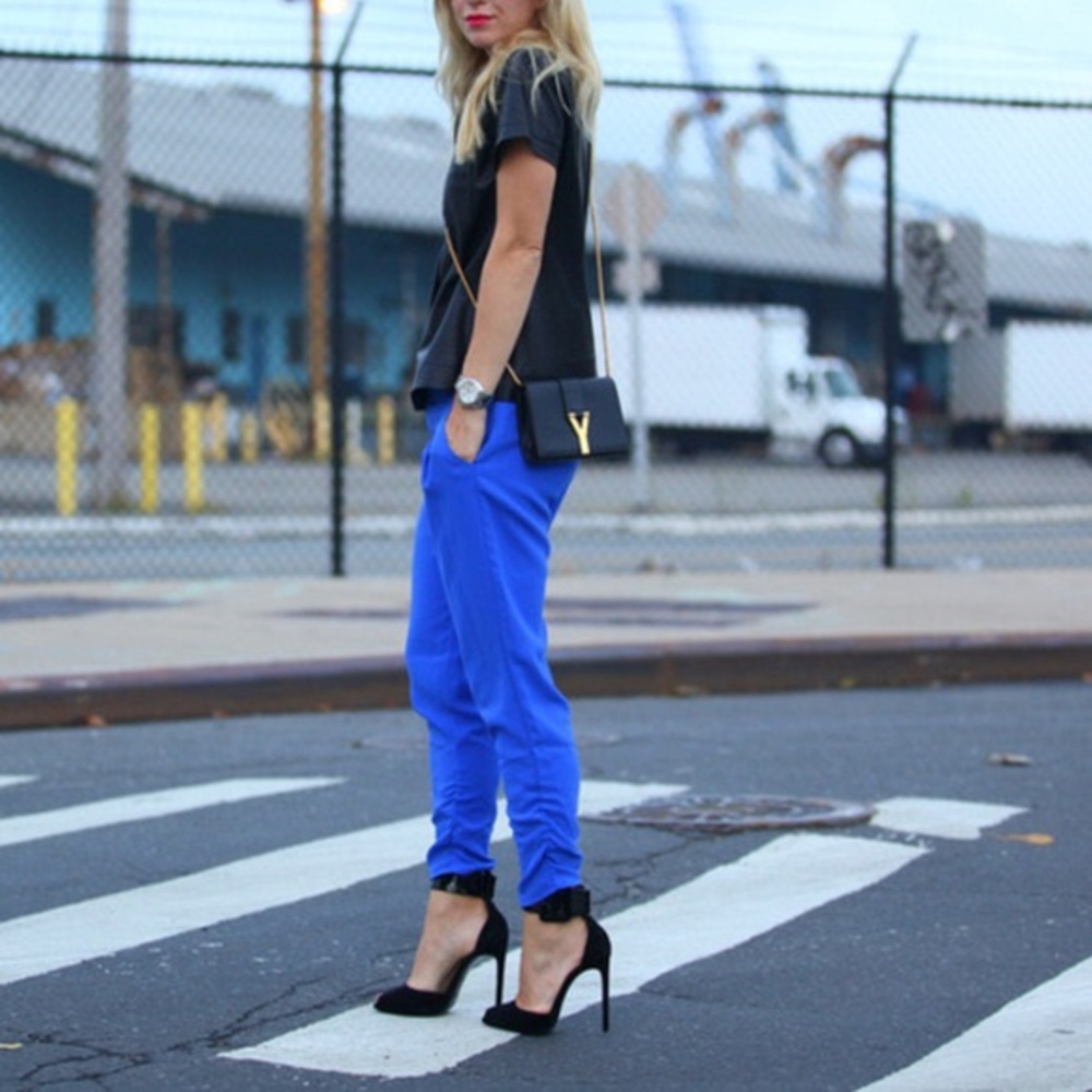 Parker Blue Devlin Ruched Silk Pants